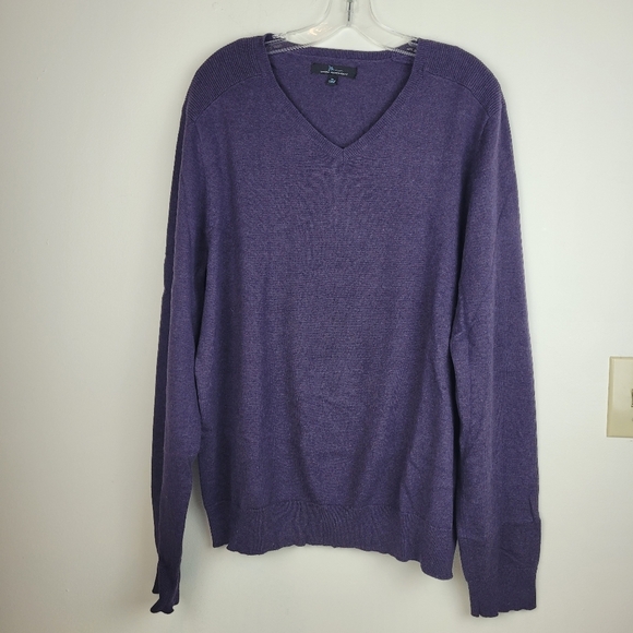 Marc Anthony Deep Purple Cashmere Cotton Blend V Neck Soft Cozy Mens Sweater XL - Picture 1 of 9